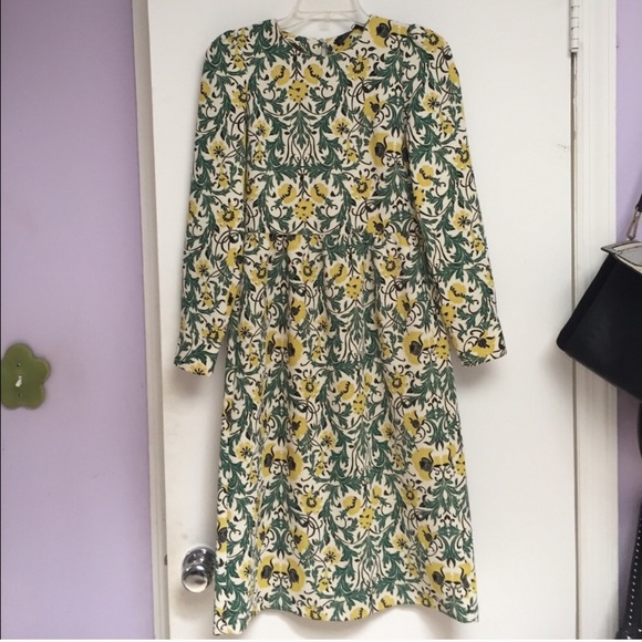 Zara Dresses & Skirts - Green yellow floral midi dress